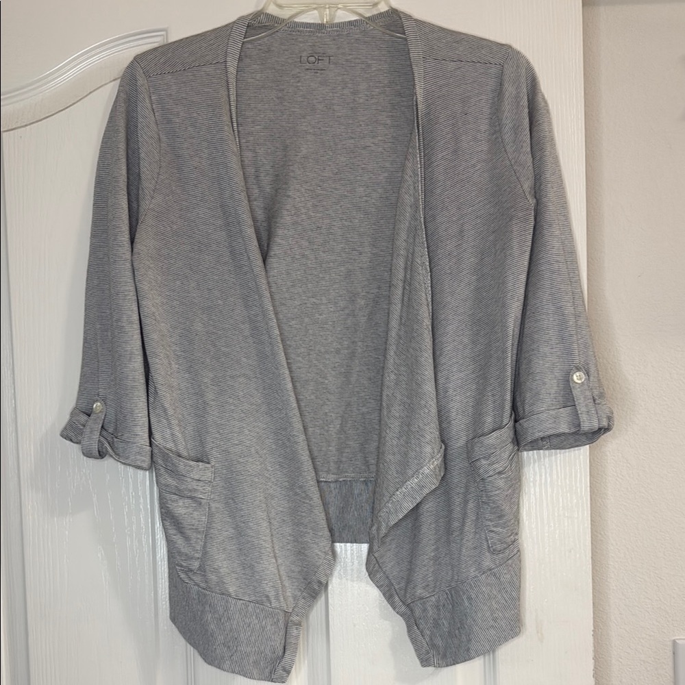 LOFT Gray Open Front Sweater